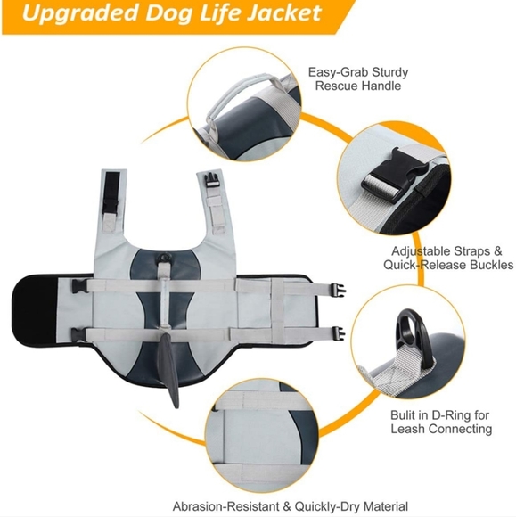 Shark life jacket for dogs M - Picture 4 of 7